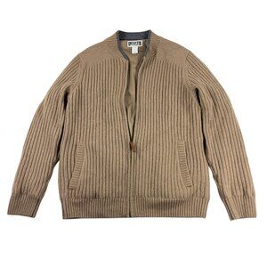 Duluth Trading Shetland Wool Windproof Zip Sweater Mens Size L SLIM FIT Beige